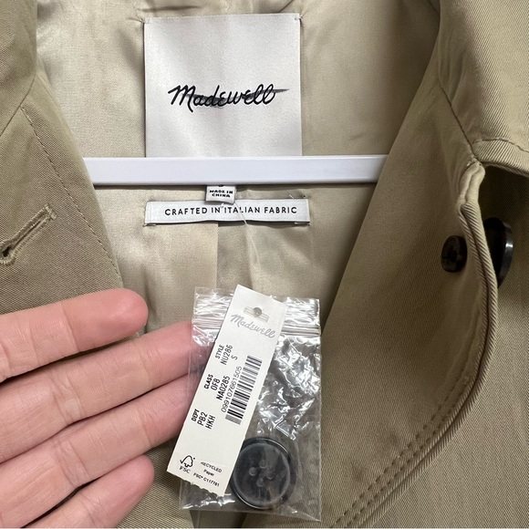 Madewell Single Breasted Trench Coat in Heritage Khaki Tan Size Small NWT - Picture 8 of 15
